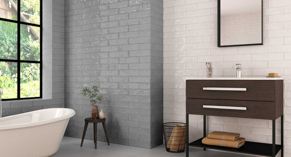 Savela Grey Gloss Ceramic 70x280mm Metro Wall Tile - TILES Paradise
