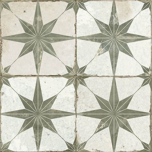 Star Green Matt 45x45cm Patterned Ceramic Wall & Floor Tiles