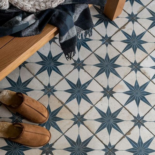 Star Blue Matt 45x45cm Patterned Ceramic Wall & Floor Tiles