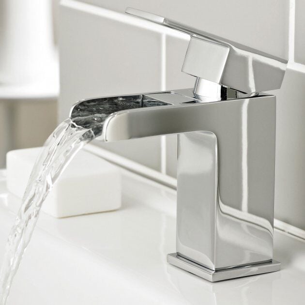 Serino Chrome Square Waterfall Mono Basin Mixer Tap