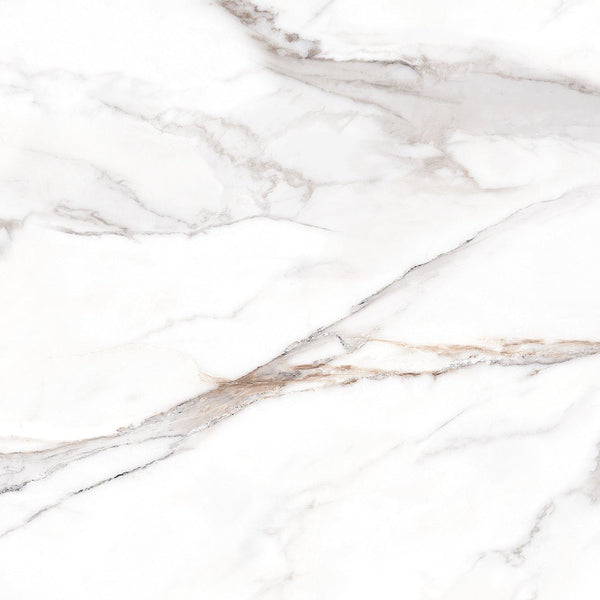 Sirenflow Gold Marble Effect Polished Porcelain Wall & Floor Tile 60x60cm