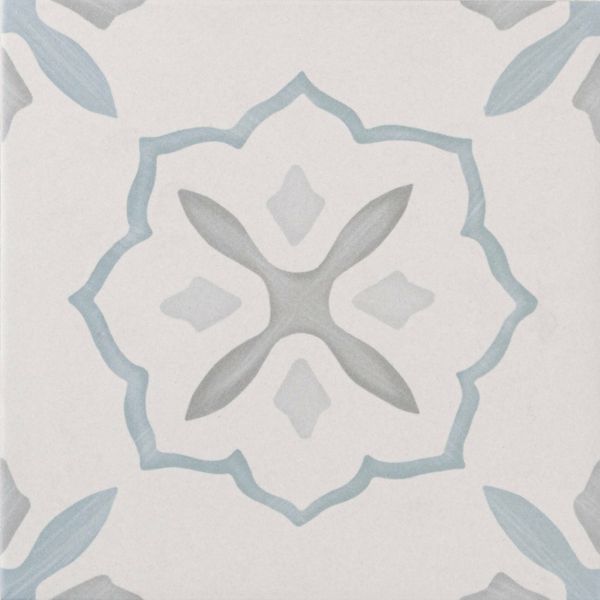Eden Blue Cross Matt 22.3x22.3cm Patterned Porcelain Wall & Floor Tiles