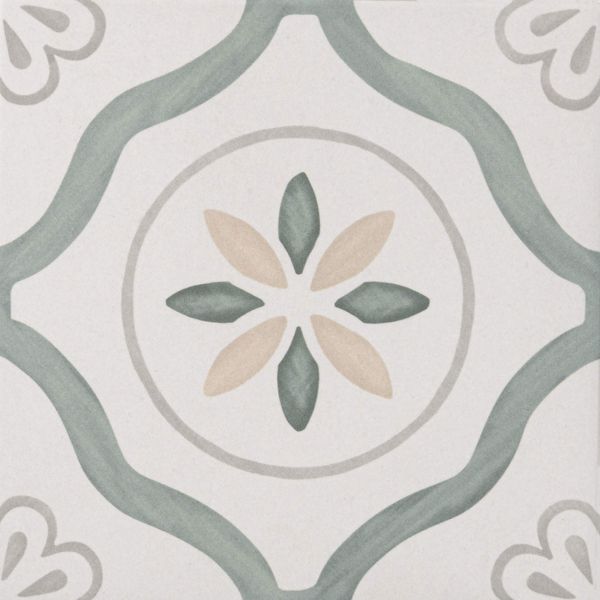 Eden Green Petal Matt 22.3x22.3cm Patterned Porcelain Wall & Floor Tiles