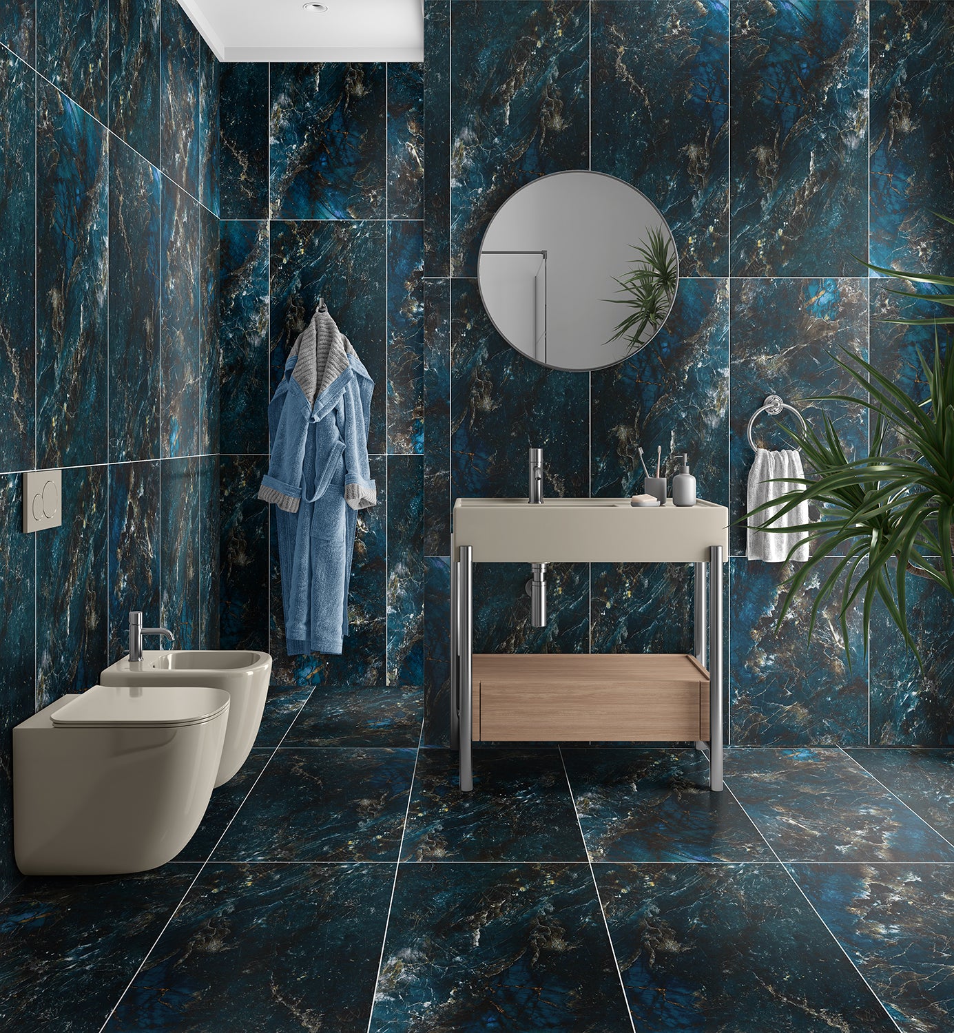 Pallet Deal: 66 Tiles (46 Sqm) Galaxy Sky Blue Onyx Polished Porcelain 60x120cm Wall & Floor Tile