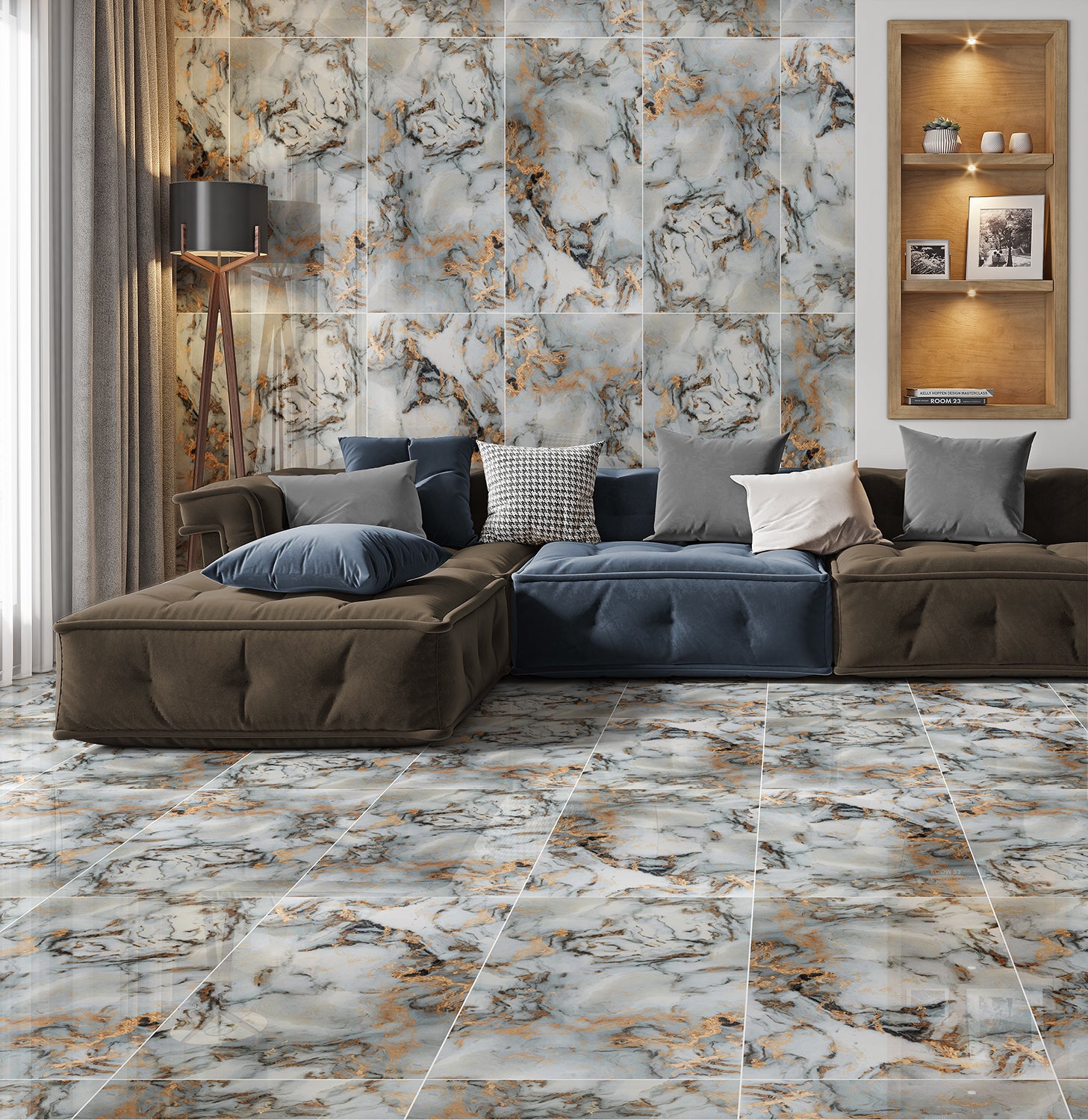 Pallet Deal: 60 Tiles (43 Sqm) Exotica Gold Polished Porcelain 60x120cm Wall and Floor Tile