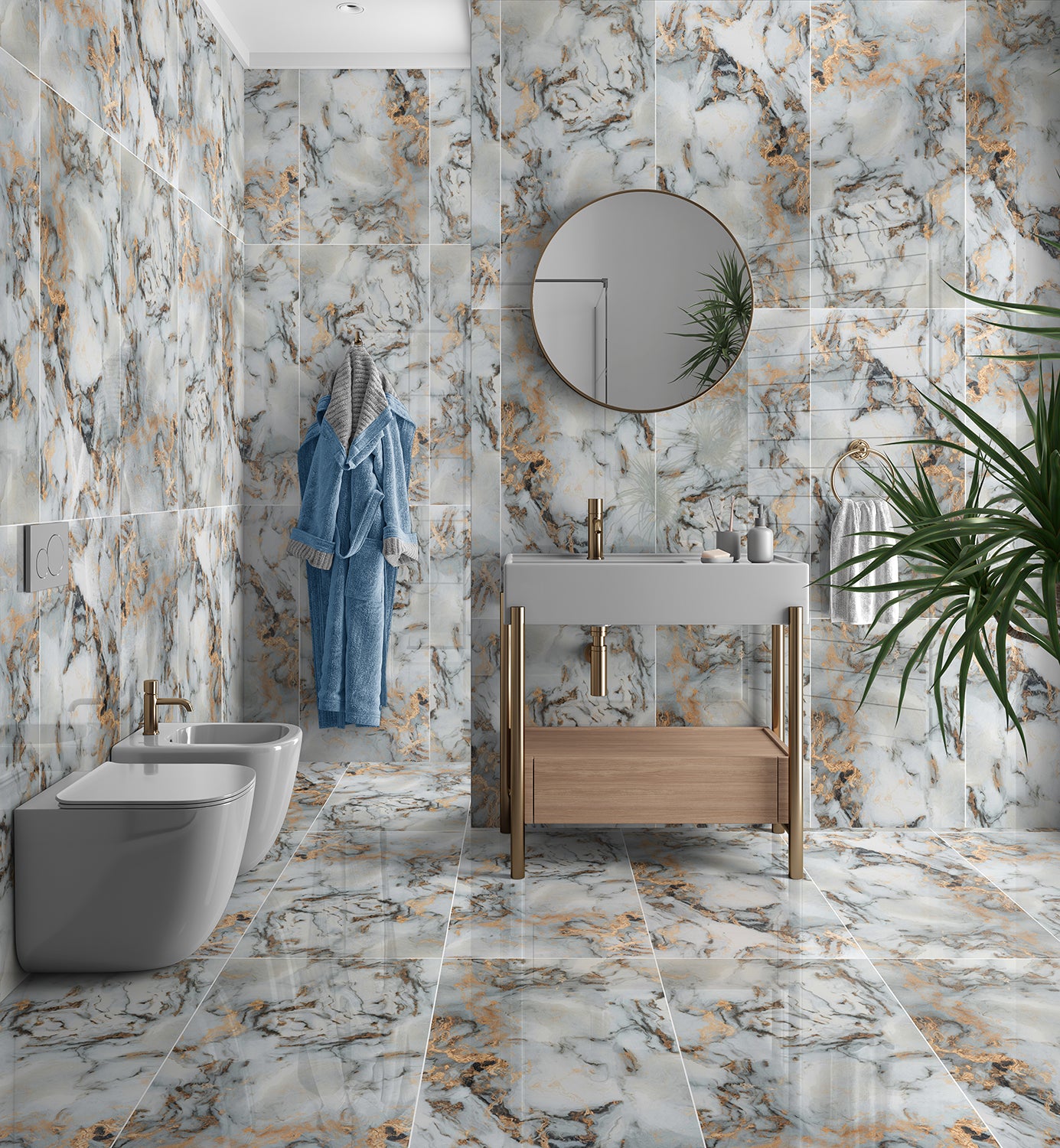 Job Lot Deal: 35 Tiles (25 sq.m) Exotica Gold Polished Porcelain 60x120cm Wall and Floor Tile