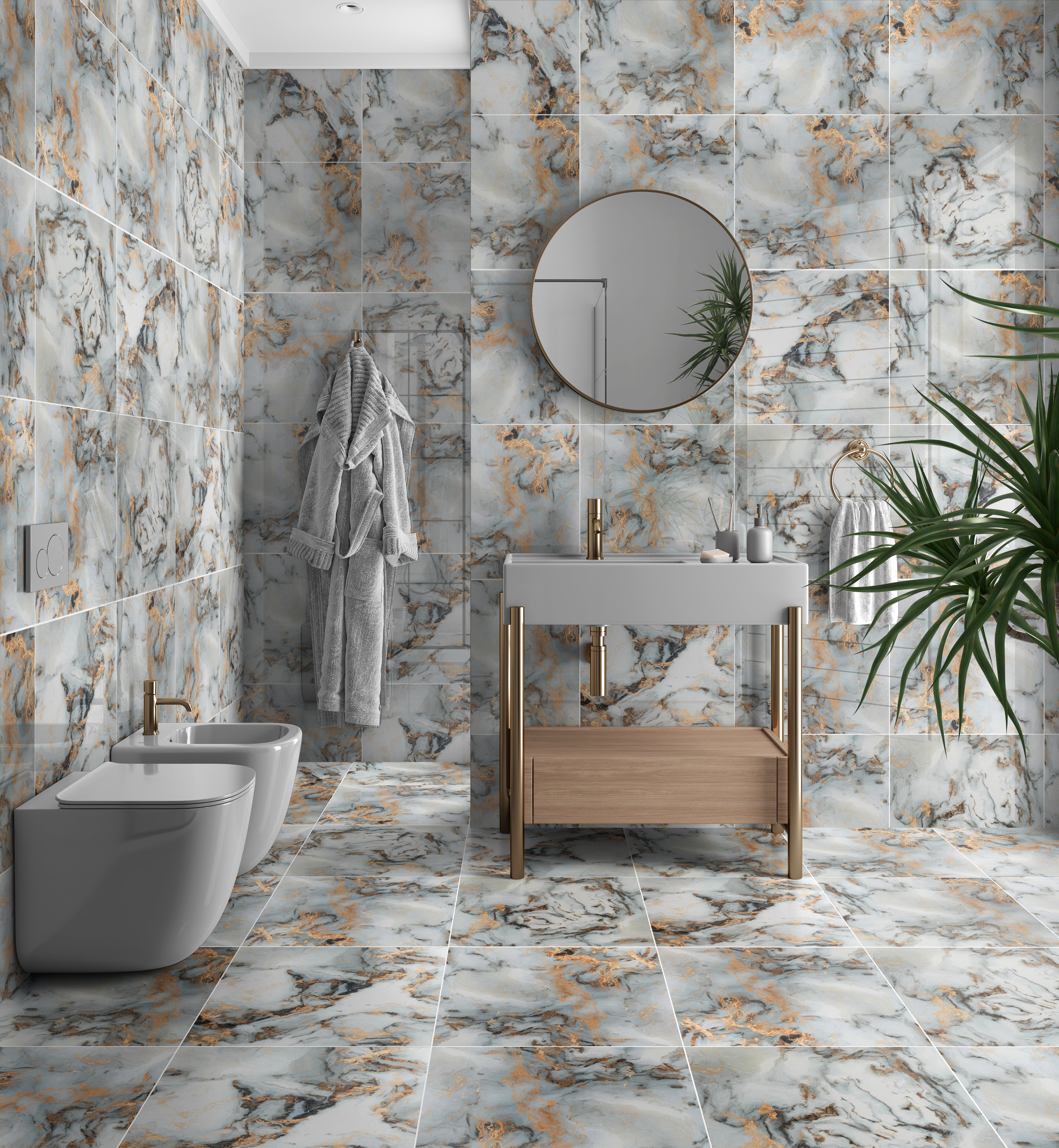 Sky White Marble Effect Polished Porcelain 60x60cm Wall and Floor Tile