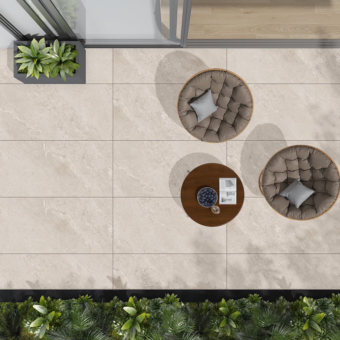 Skyline Rock Porcelain Beige 60cmx90cmx20mm Matt Outdoor and Garden Tile Slab - TILES Paradise