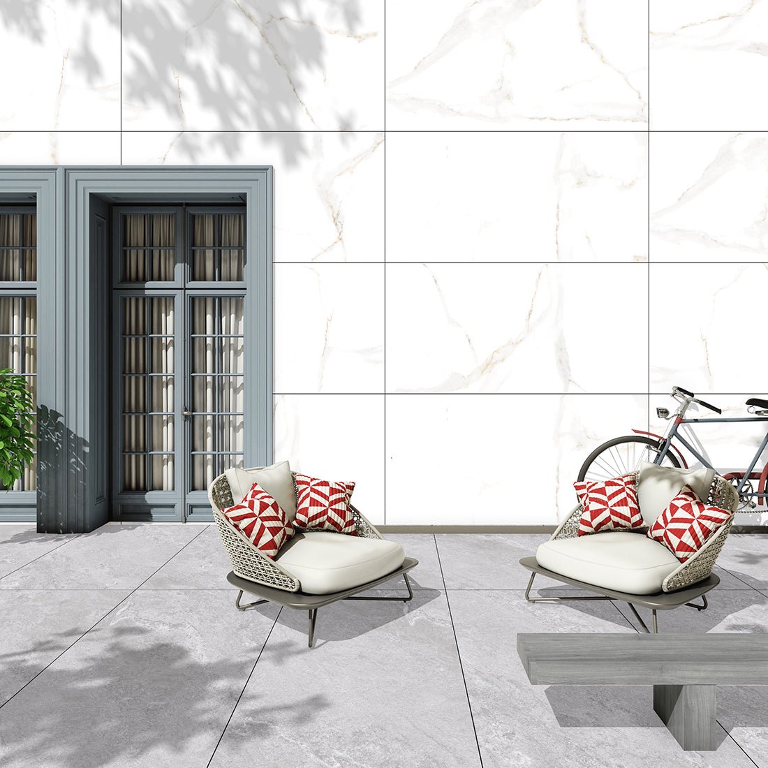 Skyline Rock Porcelain Pearl Grey 40cmx80cmx20mm Matt Outdoor and Garden Tile Slab - TILES Paradise