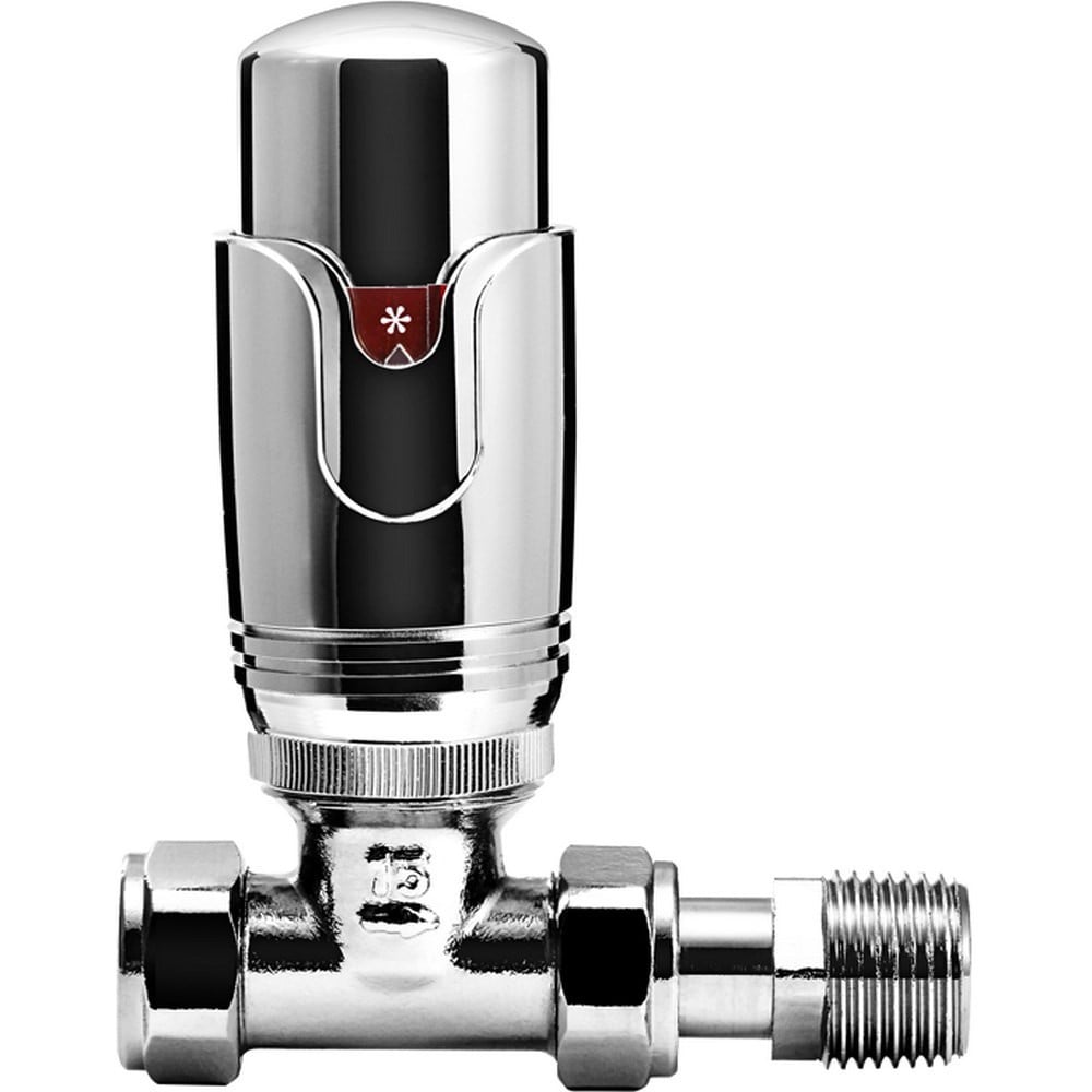 Slimline Thermostatic Radiator Valve (TRV) 15mm – Chrome – Angled TRV