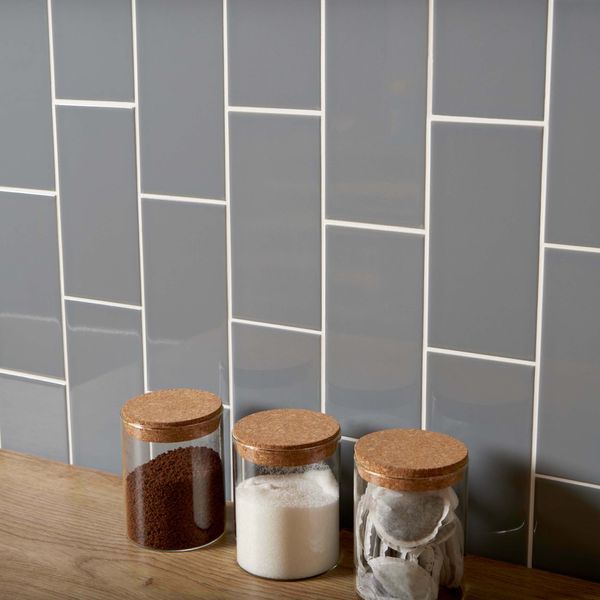 Liso Metro Plata Grey Gloss 10x20cm Ceramic Wall Tiles