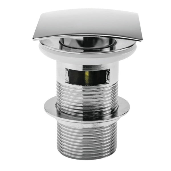 Slotted Square Push Button Basin Waste – Chrome