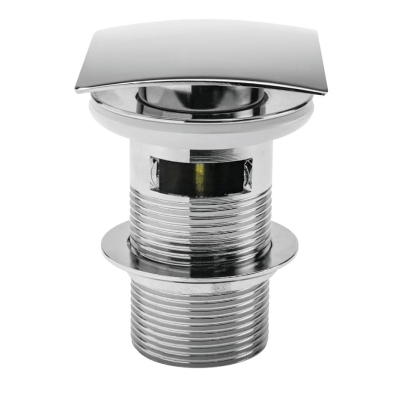 Slotted Square Push Button Basin Waste – Chrome