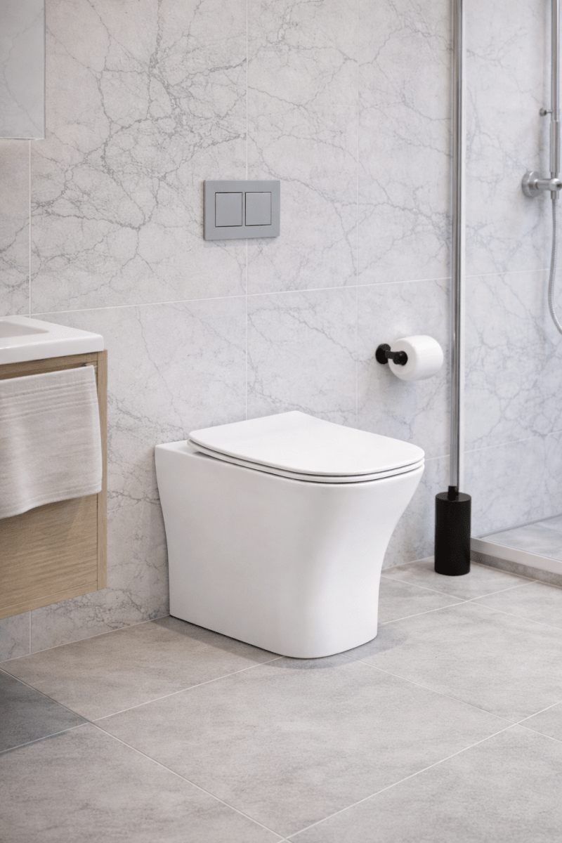 Soft Square Rimless Back to Wall Toilet 605mm Projection with Soft Close Seat – SORENA Range - TILES Paradise