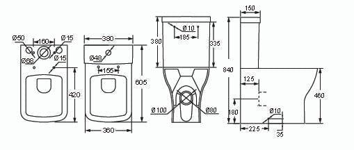 Soft Square Rimless Comfort Height Close Coupled Toilet Fully Enclosed with Soft Close Seat – SORENA Range - TILES Paradise