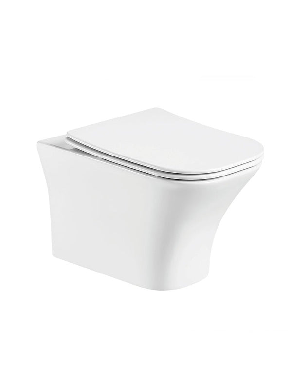 Soft Square Rimless Wall Hung Toilet 605mm Projection with Soft Close Seat – SORENA Range