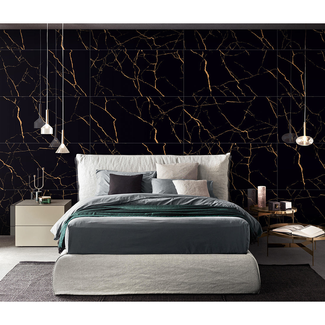 Epitome Black & Gold High Gloss Porcelain 60x120cm Kitchen Bathroom Wall & Floor Tile