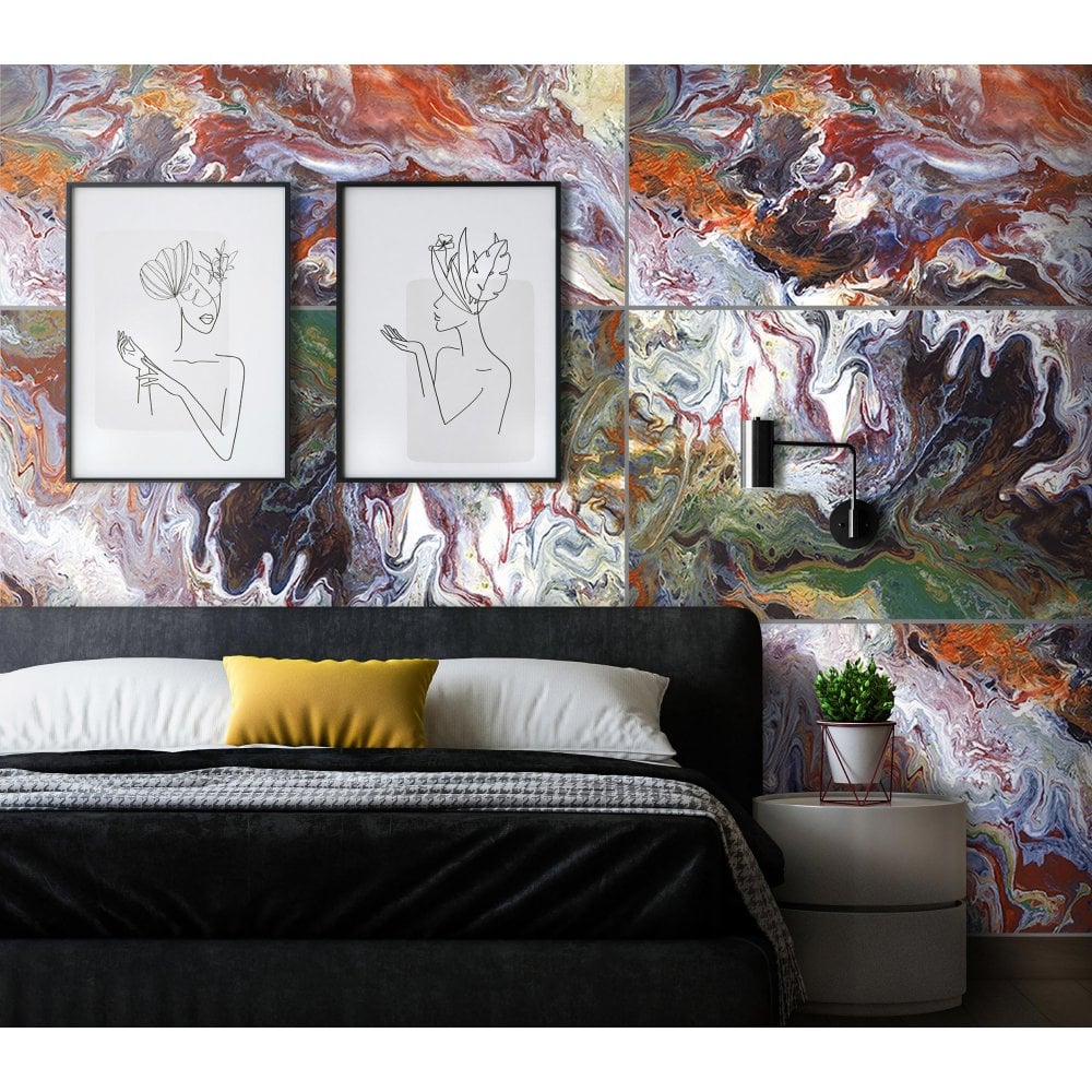 Splatter Wave Polished Porcelain Tiles 60x120cm Wall & Floor Tile