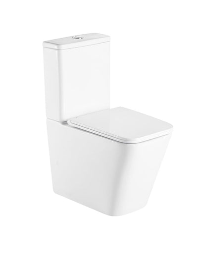 Square Rimless Close Coupled Toilet Fully Enclosed with Soft Close Seat – KAVARO Range - TILES Paradise