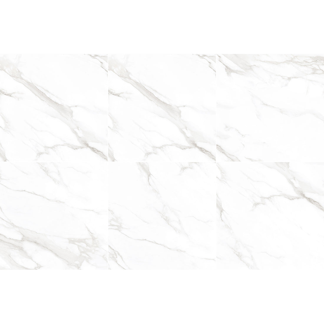 Statuario Mercury Grey Marble Effect Polished 60x60cm Porcelain Wall & Floor Tile