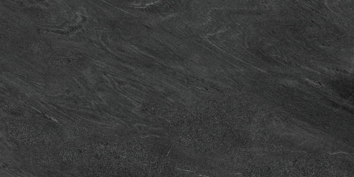 Strata Black Stone Effect Matt Full Body Porcelain 60x120cm Wall & Floor Tile - TILES Paradise