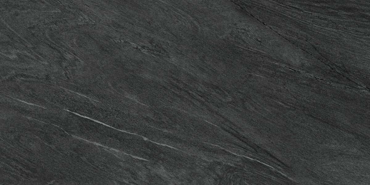 Strata Black Stone Effect Matt Full Body Porcelain 60x120cm Wall & Floor Tile - TILES Paradise