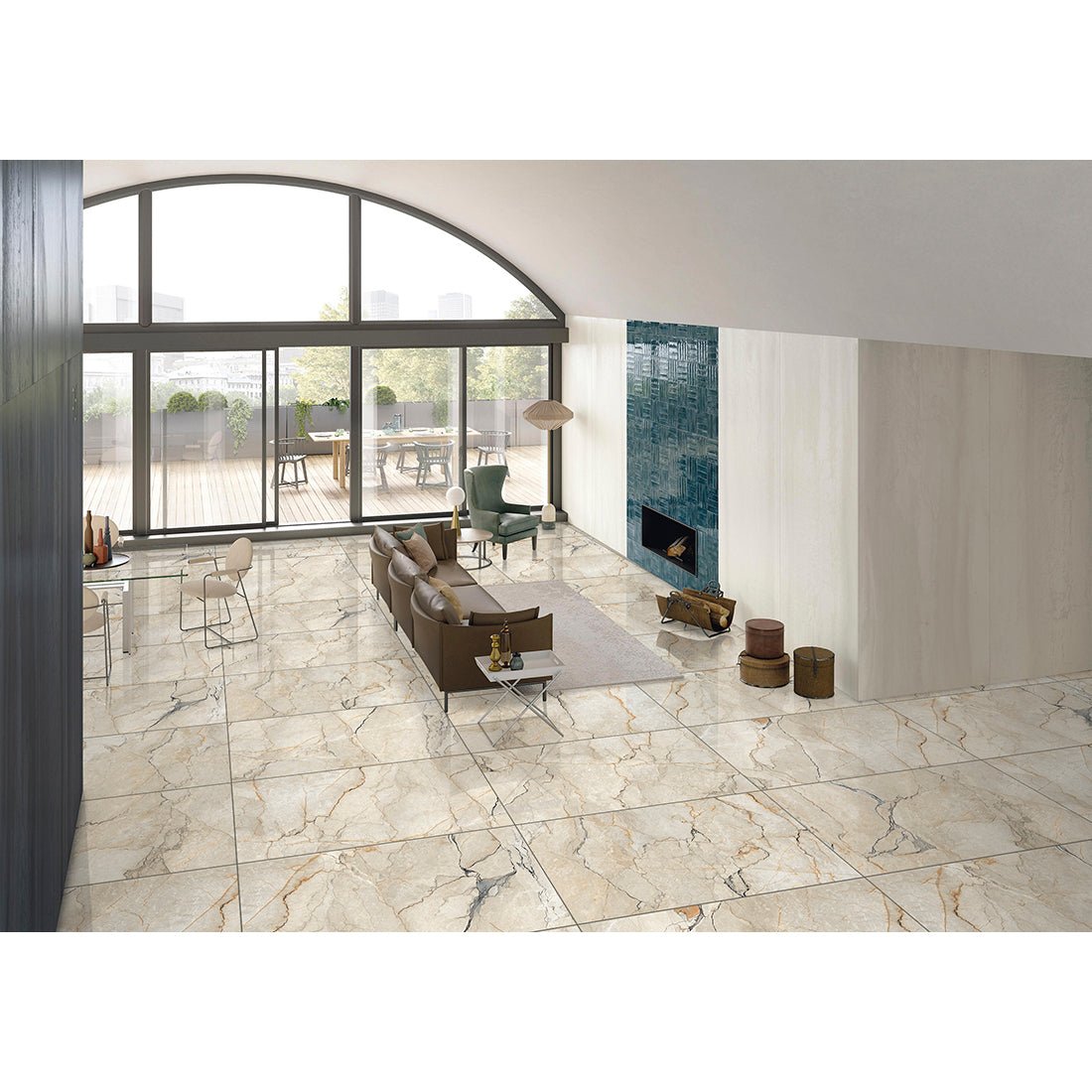 Sylvan Beige Marble Essence 60x120cm Polished Porcelain Wall & Floor Tile - TILES Paradise
