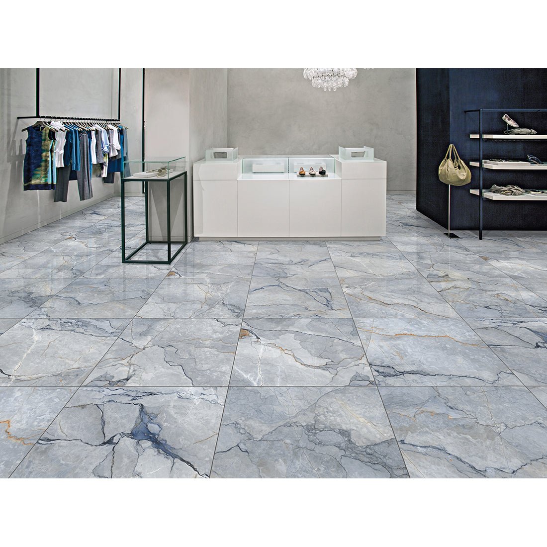 Sylvan Blue Marble Essence 60x60cm Matt Anti - Slip Porcelain Wall & Floor Tile - TILES Paradise