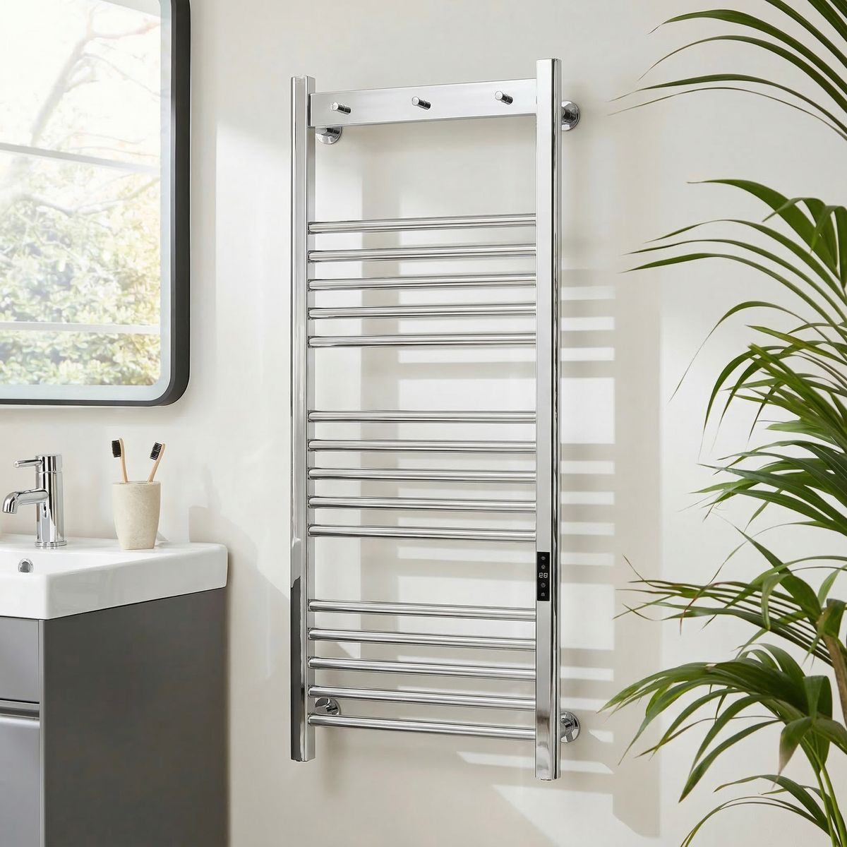 Tepora Chrome Smart Electric Heated Towel Rail – 800x500mm