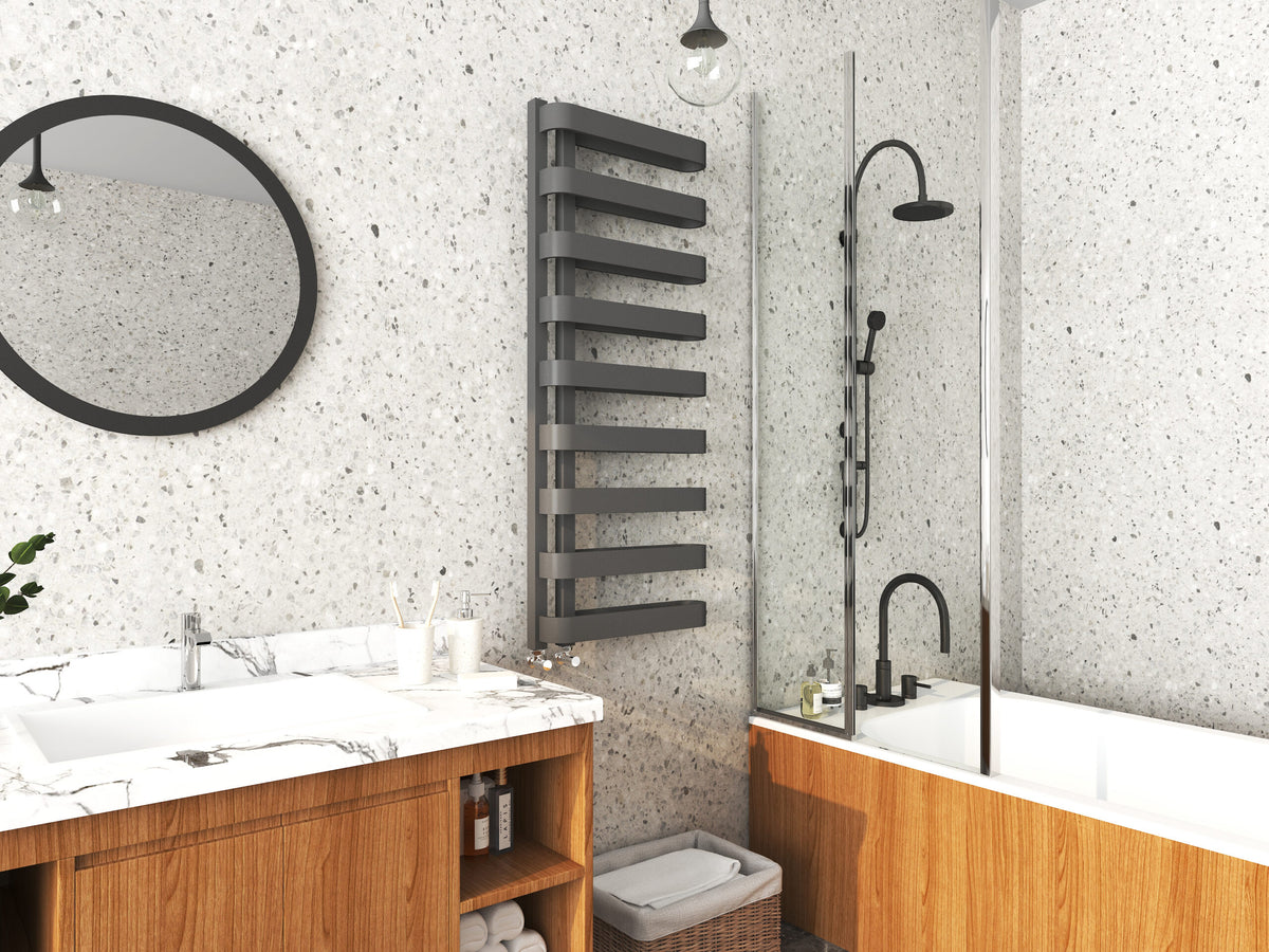 Tessa Anthracite Grey Designer Heated Towel Rail – 1300x500mm