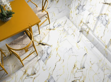 Pallet Deal: 60 Tiles (43 sq.m) Sky Gold Marble Effect Polished Porcelain 60x120cm Wall and Floor Tile