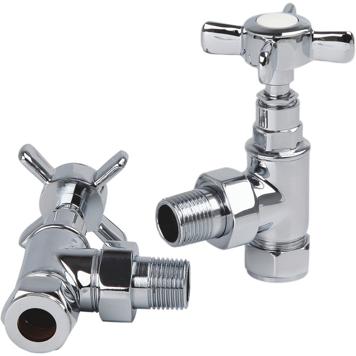 Traditional Cross Head Angled Radiator Valves 15mm (Pair) – Chrome