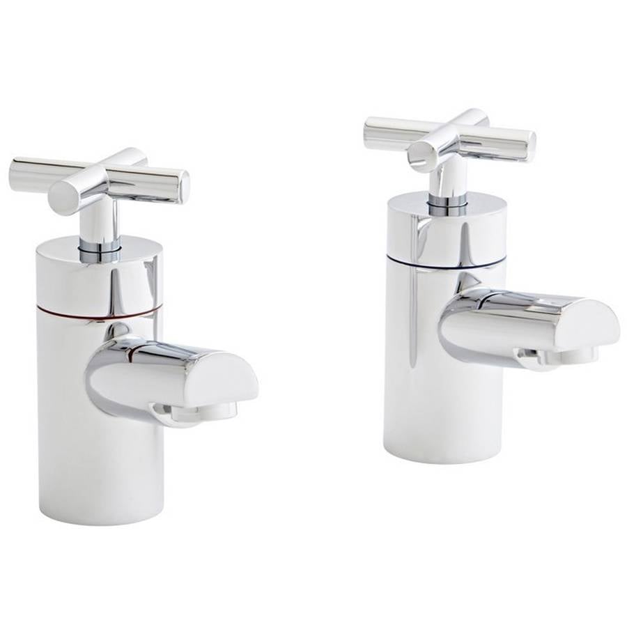 Trevia Chrome Crosshead Bath Pillar Taps (Pair)