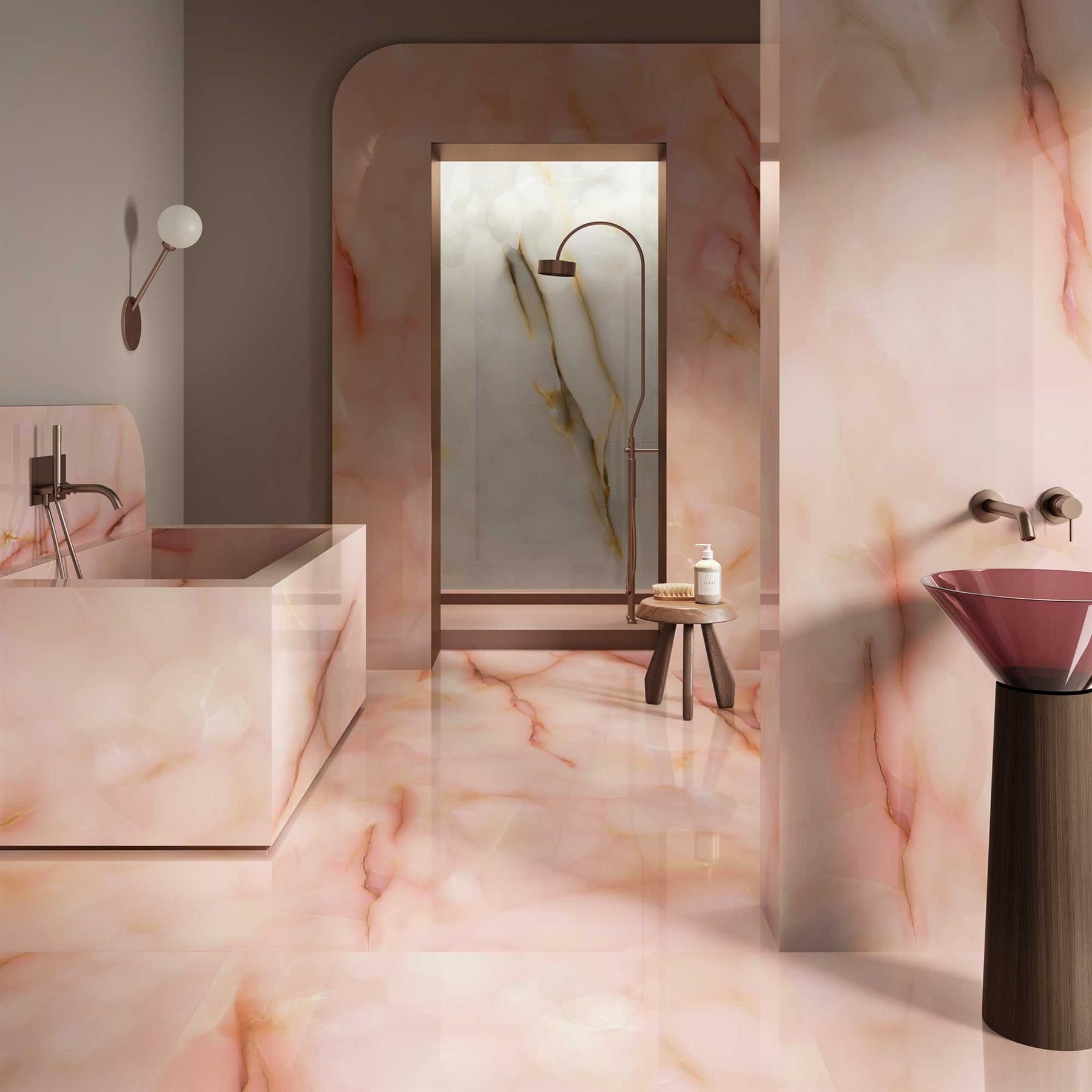 Venetia Onyx Pink Polished Porcelain 60x120cm Wall & Floor Tile