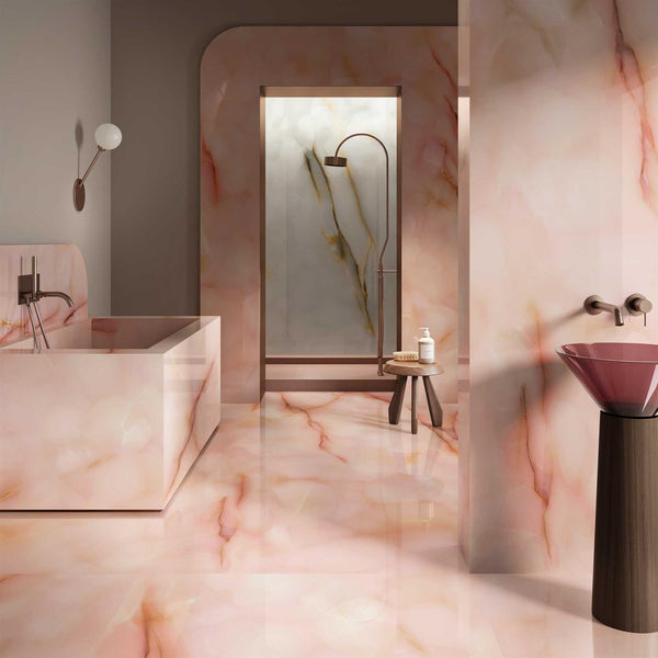 Venetia Onyx Pink Polished Porcelain 60x120cm Wall & Floor Tile