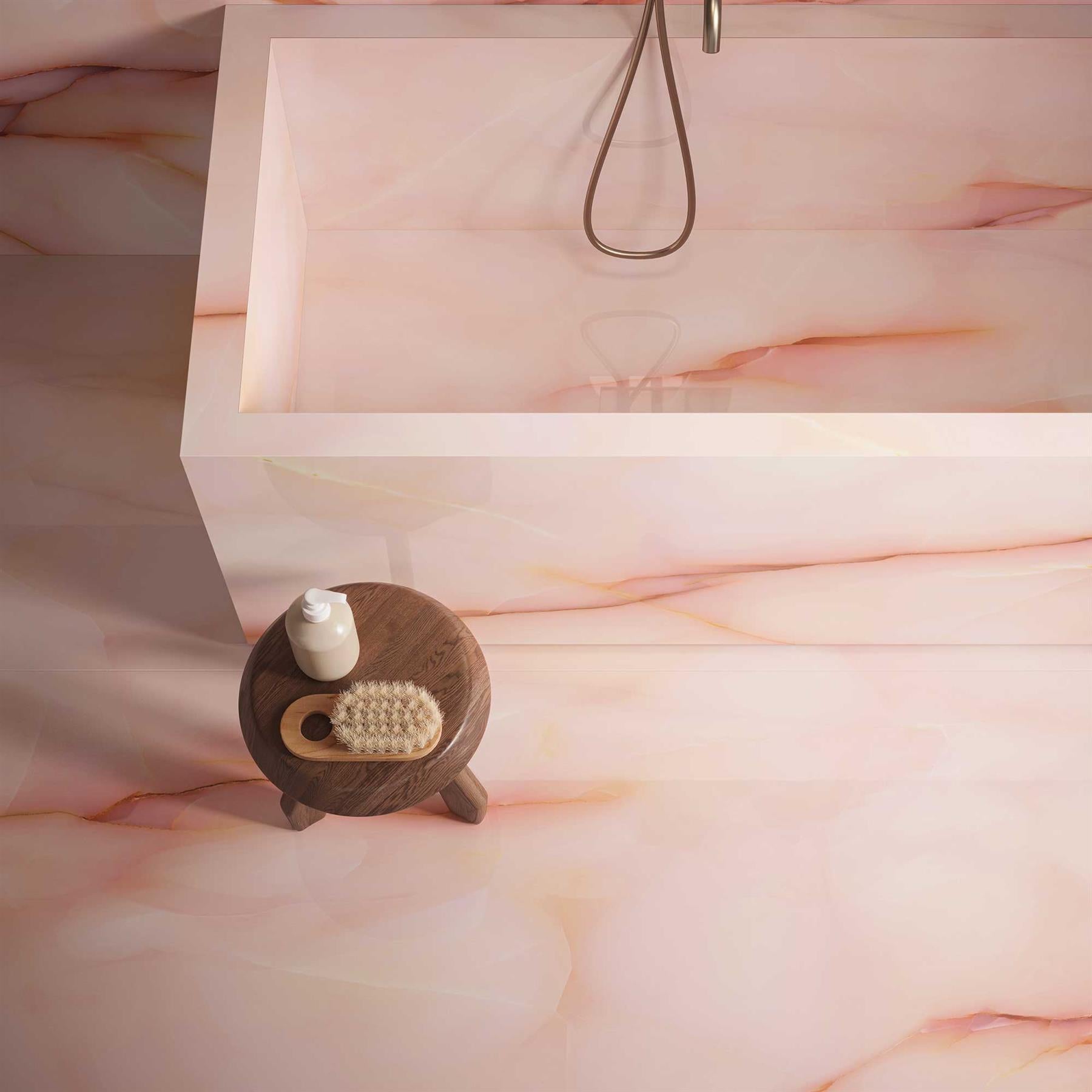 Venetia Onyx Pink Polished Porcelain 60x120cm Wall & Floor Tile