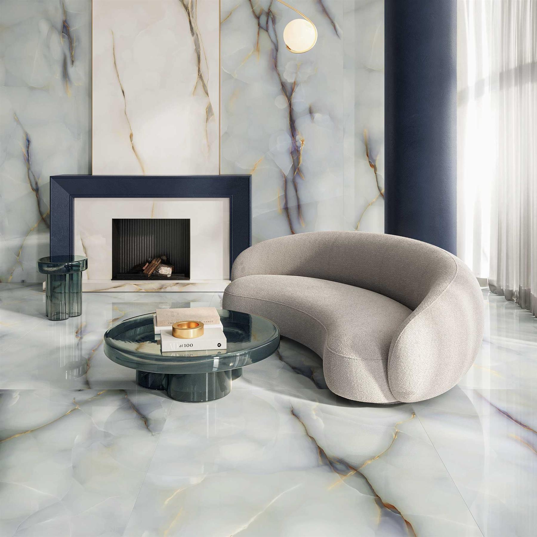 Venetia Onyx Blue Polished Porcelain 60x120cm Wall & Floor Tile