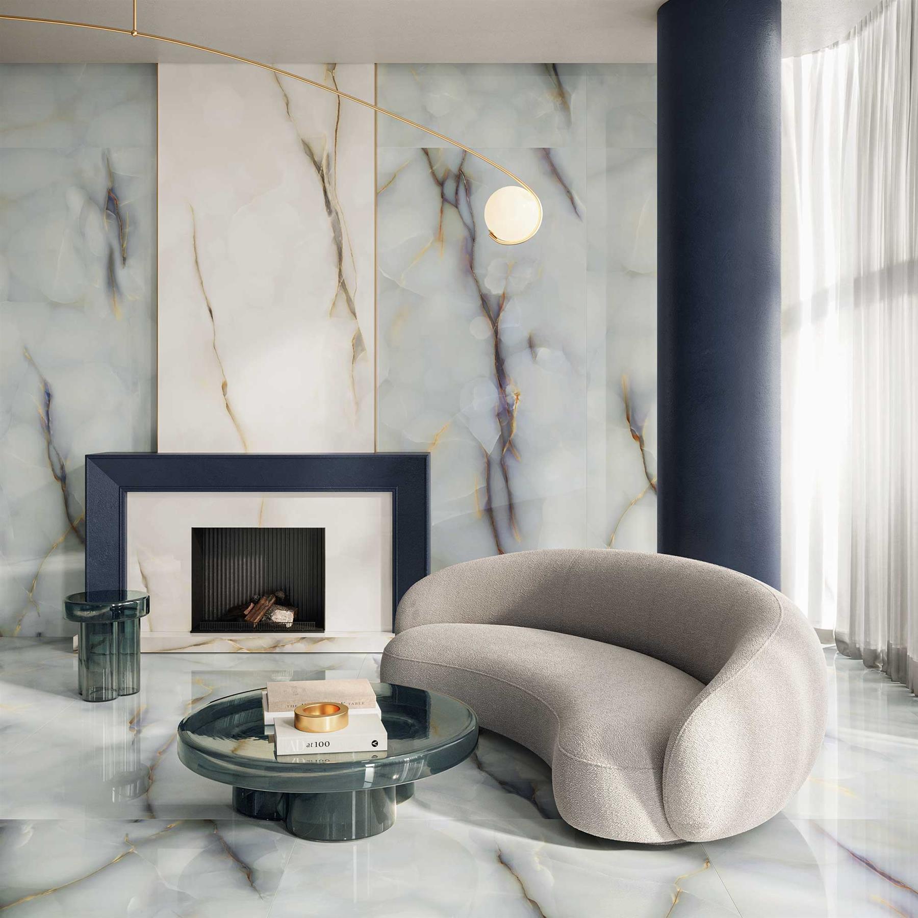 Venetia Onyx Blue Polished Porcelain 60x120cm Wall & Floor Tile