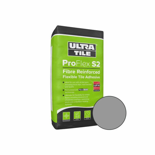 Ultra-Tile ProFlex S2 Flexible Fibre Reinforced Tile Adhesive Grey 20kg