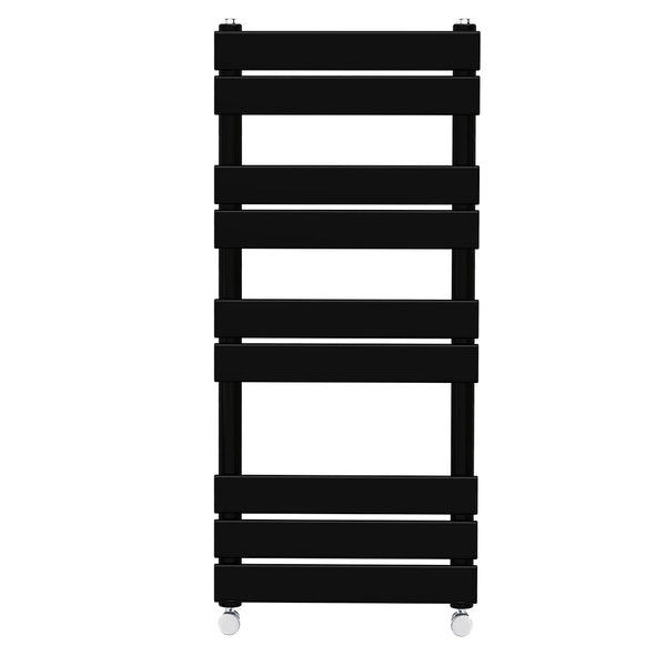 Valeno 1000x450mm Black Heated Towel Rail – Flat Panel, Vertical Mount, Matt Finish