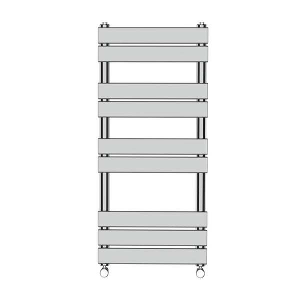 Valeno 1000x450mm Chrome Heated Towel Rail – Flat Panel, Vertical Mount, Polished Finish