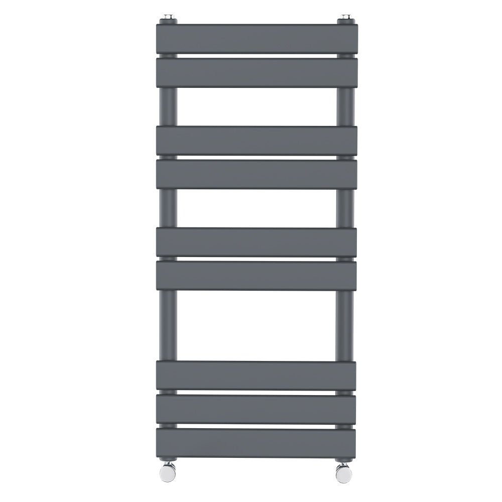 Valeno 1000x600mm Grey Heated Towel Rail – Flat Panel, Vertical Mount, Matt Finish - TILES Paradise