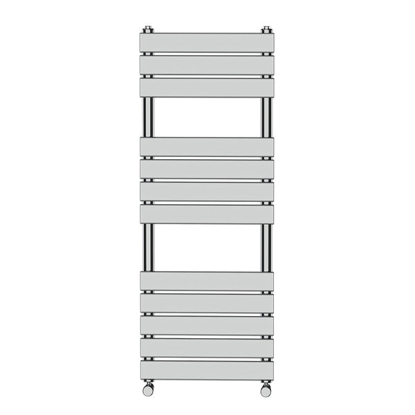 Valeno 1200x450mm Chrome Heated Towel Rail – Flat Panel, Vertical Mount, Polished Finish