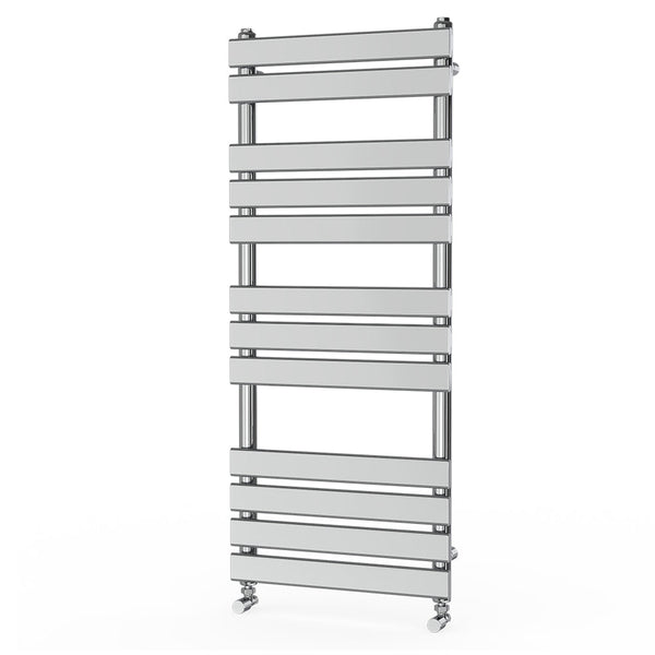 Valeno 1200x500mm Chrome Heated Towel Rail – Flat Panel, Vertical Mount, Polished Finish