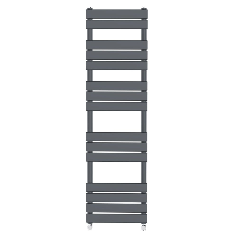 Valeno 1600x600mm Grey Heated Towel Rail – Flat Panel, Vertical Mount, Matt Finish - TILES Paradise