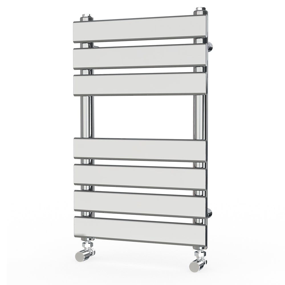 Valeno 650x400mm Chrome Heated Towel Rail – Flat Panel, Vertical Mount, Polished Finish - TILES Paradise