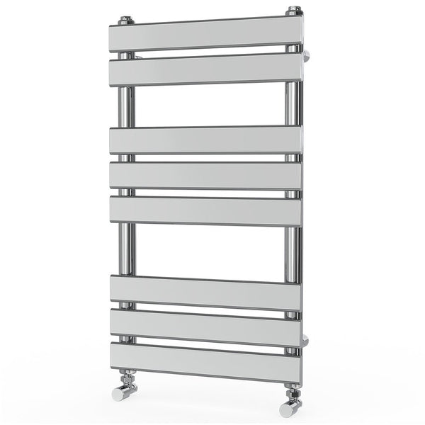 Valeno 800x450mm Chrome Heated Towel Rail – Flat Panel, Vertical Mount, Polished Finish
