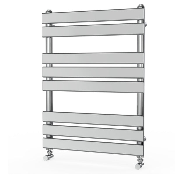 Valeno 800x600mm Chrome Heated Towel Rail – Flat Panel, Vertical Mount, Polished Finish
