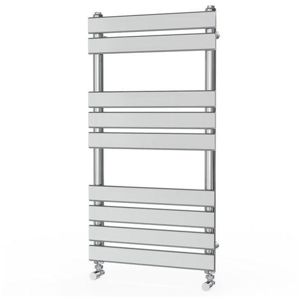 Valeno 950x500mm Chrome Heated Towel Rail – Flat Panel, Vertical Mount, Polished Finish