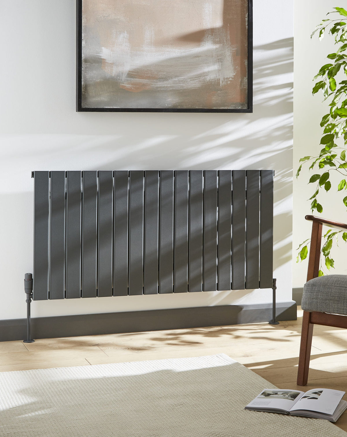 Valtora Grey Horizontal Aluminium Radiator – Double Panel – 578x1402mm